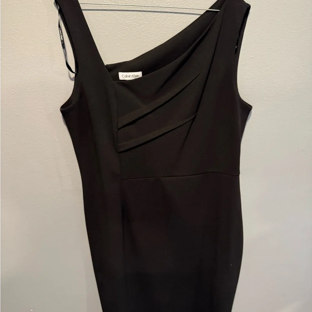 Calvin Klein Black One Shoulder Sheath Dress - Picture 3 of 5